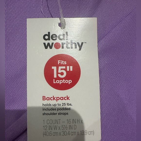 Purple Backpack NWT - Picture 4 of 4